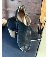Lucky Brand Keight Black Suede Cut Out Side Peep Toe Sandal Booties Wome... - $533.37 MXN