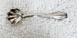 Miniature Sterling Silver Salt Spoon Deco Handle Clam Shell Bowl 2" Long - $29.70