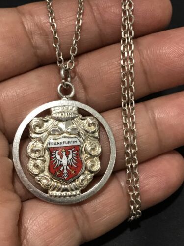 antique sterling silver double side saint Christopher frankfurt medal Ne... - $71.99