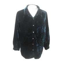 What Stag Woman button l/s Tunic blue green velvet velour 42/44 paisley/... - £27.60 GBP