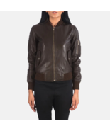 Women&#39;s Brown Biker Zipper Motorcycle Leather Jacket - $169.99