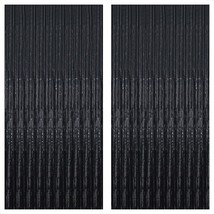 Xtralarge 6.4X8 Feet Black Fringe Backdrop - Pack Of 2, Black Tinsel Bac... - £19.80 GBP