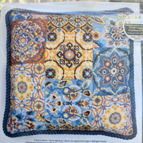 DIMENSIONS NEEDLEPOINT PILLOW KIT Patterns on Blue  71-20081 2015 - $78.94