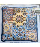 DIMENSIONS NEEDLEPOINT PILLOW KIT Patterns on Blue  71-20081 2015 - £62.86 GBP