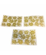 Vintage Vinyl Christmas Placemats (Lot of 3) Made by B&amp;D Gold Leaves Cre... - £22.71 GBP