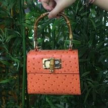 Elegance Brand Bamboo Handbag Women Summer Ostrich Leather Small Shoulder Bag Fa - £44.16 GBP