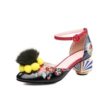 ankle strap buckle women&#39;s  pumps colorful print flower Women&#39;s shoes no... - £96.96 GBP