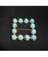 Art Deco Brooch Pin Faux Turquoise Bullet Cabachons Hubbell Glass 1930s - £59.16 GBP