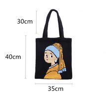 Classical Girl with A  Earring Pattern Knitting Tote Bag Female Girl Fas... - £28.03 GBP