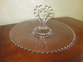 Vintage IMPERIAL Crystal HEART HANDLED CANDLEWICK Pastry Tray - 12&quot; Diam... - £11.88 GBP
