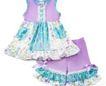 NEW Boutique Floral Tunic Dress &amp; Ruffle Shorts Girls Outfit Set - £14.42 GBP+