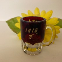 Antique 1913 Red Ruby Flash Glass Souvenir EAPG Shot Glass Mug W. Socall... - £14.90 GBP