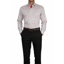 Men Shirt J.Valintin Turkey Usa All Egyptian Cotton High Neck 3325-01 Red image 5