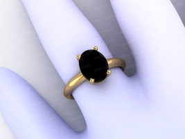 Black Onyx Oval Gemstone Ring Gift For Women Sterling Silver Ring Jewelry - £49.83 GBP