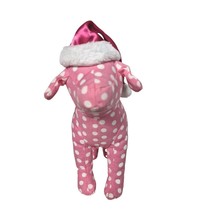 Victoria's Secret PINK Dog Stuffed Plush Pink White Polka Dots Santa Hat 7.75" - £19.18 GBP