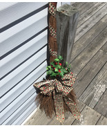 Decorative country twigs wood broom christmas winter decor farmhouse chic - $30.48 CAD