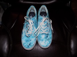 Vans Authentic Blue Tie Dye Canvas Athletic Skate Shoes US 7 EUC - £28.97 GBP