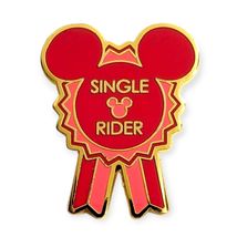 Mickey Icon Disney Pin: Red Single Rider Ribbon - $12.90