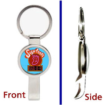 King Of The Hill Sugarfoot&#39;s Bar-B-Q Pendant Keychain silver trick bottl... - £9.96 GBP