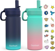 2 PK Kids Stainless Steel Vacuum Insulated 12oz Hot/Cold Water Bottle w/Stickers - £16.61 GBP