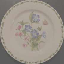 GRACIE Botanic Flower Butterfly White Floral Blue Green Retired Chop Plate 12&quot; - £9.38 GBP