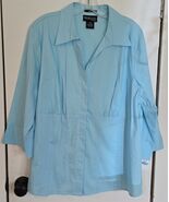 NWT Womens Plus 20W Style &amp; Co Blue V-Neck Button Down Shirt Top Blouse - $18.81