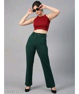 Trousers Office Trousers Girls Green Pants Party Wear Formal Women&#39;s Tro... - $24.46