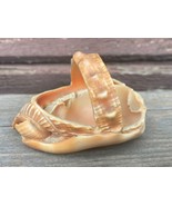 VTG REAL SEASHELL PEACH CARVED BASKET SEA SHELL ART SCULPTURE CARVED - $14.80