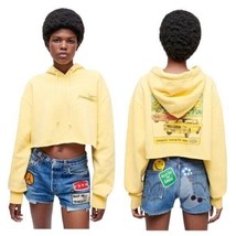 Re/Done Womens Cropped Hoodie Sweatshirt Ford Mustang Long Sleeve Yellow... - £114.01 GBP