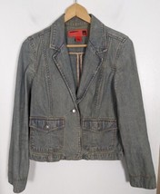 Vintage Large L Y2K Pinstripe Jean Jacket Blazer Mossissue Mossimo  - $19.34