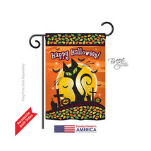 Breeze Decor 62050 Halloween Halloween Black Cat 2-Sided Impression Garden Flag  - £19.19 GBP
