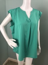 NWT Women&#39;s Apt. 9 Green Cap Sleeve Popover Blouse Top Sz XL - £14.85 GBP