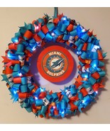 LED Miami Dolphins Inspired Custom Loopy Ribbon Wreath WITH LIGHTS - €60,37 EUR