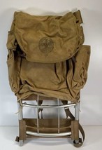 Vintage BSA Tan Hard CANVAS Boy Scouts Framed Hiking Backpack 1307 Rare - $49.49