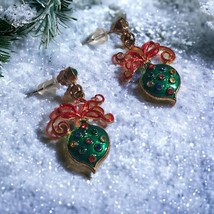 Christmas Ornament Vintage Earrings Women Holiday Dangle Festive Jewelry... - $14.03