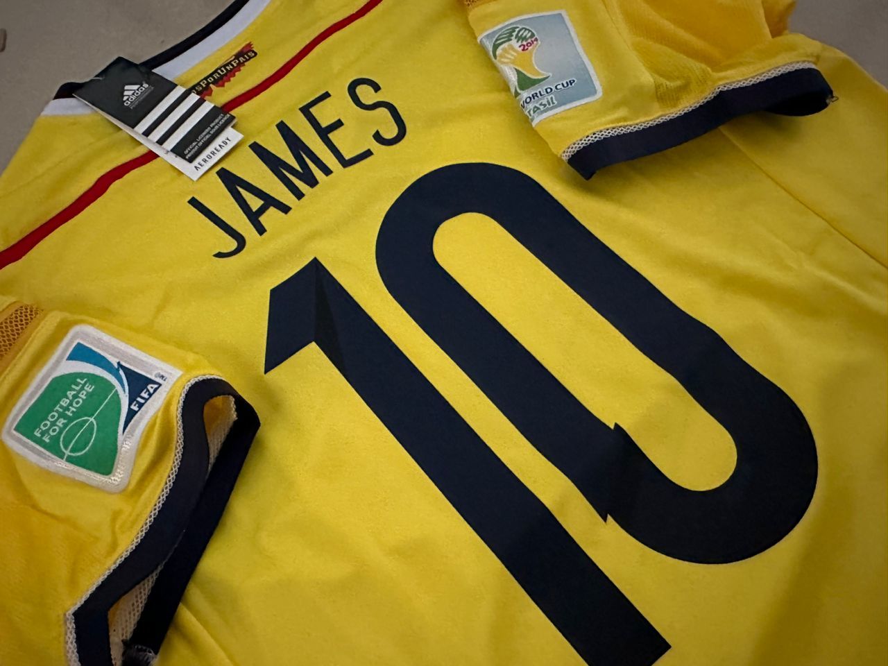 colombia jersey 2014 shirt james world cup game vs uruguay - $85.00