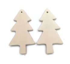 2Pc Blank Christmas Tree, Unpainted Ceramic Bisque Ready To Paint, DIY Ornament - £12.64 GBP