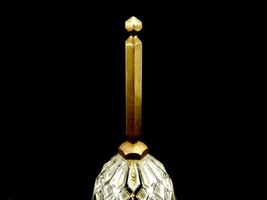Glass Hand Bell w/Brass Octagon Handle, Paneled Bell Housing, Diamond Shoulder - £19.60 GBP