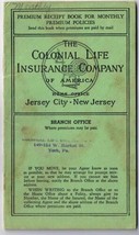 Colonial Life Insurance Company Premium Receipt Book 1946 Jersey City Ne... - $5.47