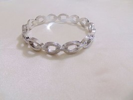 INC  7&quot; Silver Tone Nautical Bangle Bracelet E740 - £8.26 GBP