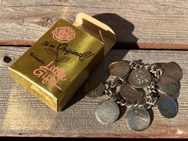Vtg Silver Tone Ten Commandments Charm Bracelet Bible W Original Box - £11.64 GBP