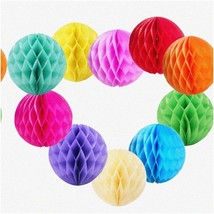 Colorful Honeycomb Party Pom-Poms - Vibrant DIY Tissue Paper Balls for W... - $553.42 MXN