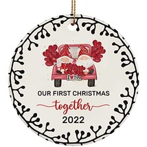 Our First Christmas Together Gnomes Round Ornament Ceramic2022 Weeding Gift 3 In - £15.78 GBP