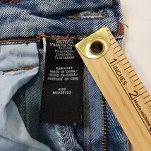 One 5 One MS239752 Women's Blue Pencil Stretch Denim Frayed Skirt Pockets Size S image 4