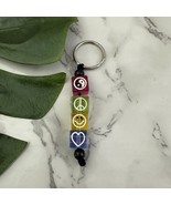 Vintage Y2k Beaded Key Chain Block Ying Yang Peace Smiley Face Heart Col... - $256.05 MXN