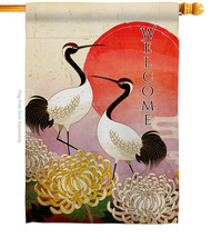 Red Crowned Crane - Impressions Decorative House Flag H105065-BO - £29.54 GBP