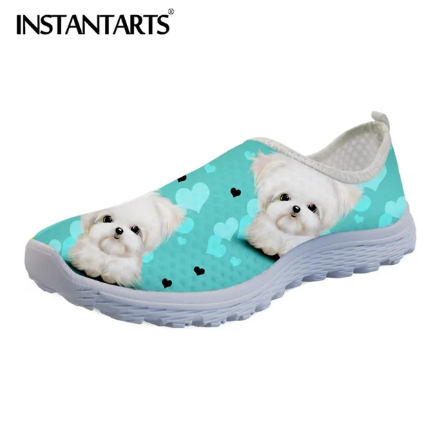 INSTANTARTS Cute Pet Dog Print Shoes Women Maltese Dog Pattern Summer Beach Wate - £145.93 GBP