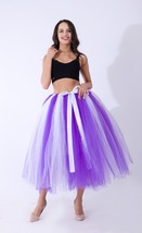 Gray Puffy Tulle Midi Skirt Women Plus Size Drawstring Long Tulle Skirt image 6