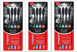 12 pcs Colgate Slim Soft Charcoal Toothbrush Pack of 4 Toothbrushes Assorted New - £14.04 GBP