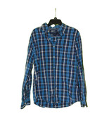 American Eagle Blue Plaid Long Sleeve Shirt Large Men Vintage Fit - $13.37